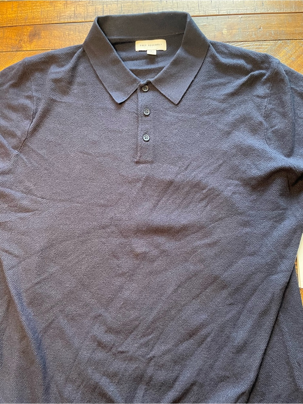 NWT Free Assembly Men's Navy Sweater Polo Shirt Size Large